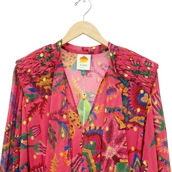 NWT Farm Rio Sunset Tapestry Floral Long Sleeve Boho Maxi Dress Warm Red Size XS - Picture 10 of 16